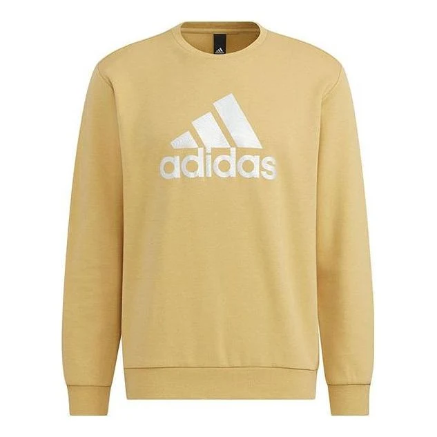 Men's adidas Brand Large Logo Printing Round Neck Long Sleeves Khaki HM2962