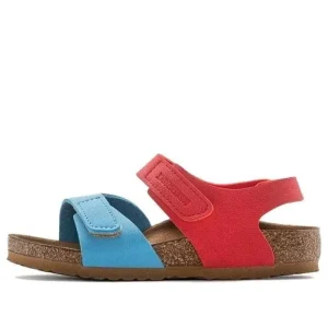 (PS) Birkenstock Palu Kids Logo BS Birko-Flor Birkibuc Narrow Fit 'Sky Blue Active Red' 1024372