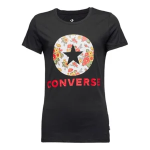 (WMNS) Converse Flowers Printing Short Sleeve Black 10017396-A01
