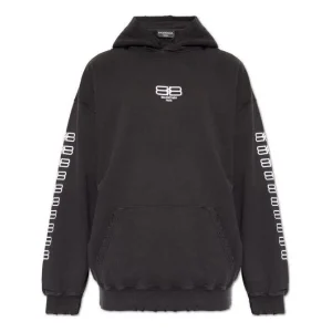 Balenciaga BB Paris Icon Medium Fit Hoodie 'Black White' 570811TMVG69034