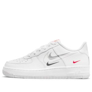 (GS) Nike Air Force 1 Low 'Multi-Swoosh White Particle Grey Photon Dust Bright Crimson' DO6486-100