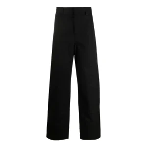 Men's Off-White FW22 Solid Color Stripe Printing Straight Casual Pants/Trousers Loose Fit Black OMCA207C99FAB0011001