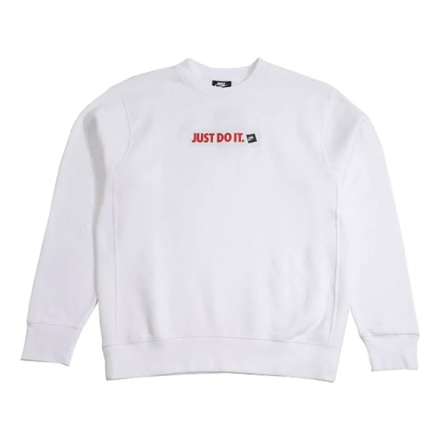 Nike JDI Printing Fleece Lined Athleisure Casual Sports Black Round Neck Pullover White BV5090-100