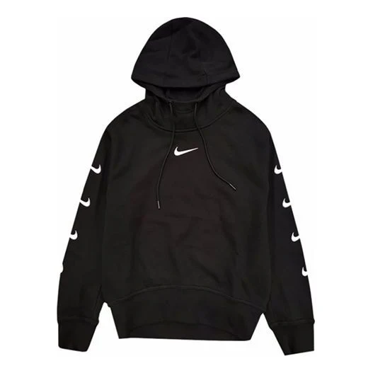 (WMNS) Nike Knit Logo Sports Hoodie 'Black' CD9032-010