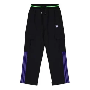 adidas originals x SANKUANZ Crossover Cargo Straight Loose Sports Pants Black FS8923