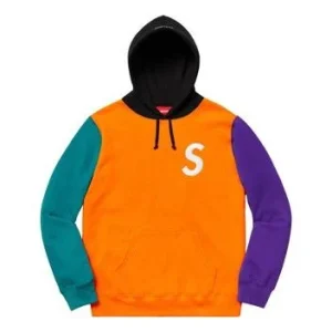Supreme SS19 S Colorblocked Hooded Sweatshirt Orange S SUP-SS19-309