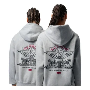 Air Jordan x Levi's Full-Zip Hoodie Asia Sizing 'Grey Heather Black Gym Red' IM6735-050