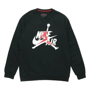 Men's Jordan Air Flying Man Printing Knit Round Neck Pullover Black BV6007-010