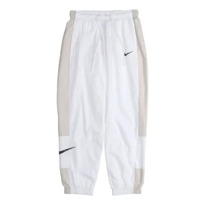 (WMNS) Nike Nsw Stmnt Wvns Pant Running Training Colorblock Knit Sports Pants/Trousers/Joggers Autumn White DC0041-100