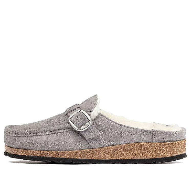 (WMNS) Birkenstock Buckley Shearling Suede Leather Narrow Fit Sandals 'Whale Gray' 1020671