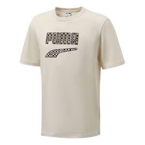 PUMA Funny Logo Printing Sports Round Neck Short Sleeve Creamy White 533042-73