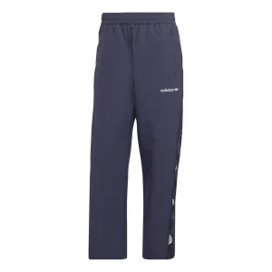 Men's adidas originals Solid Color Smiling Face Embroidered Logo Straight Casual Pants/Trousers Blue HN0386