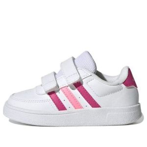 (TD) adidas Breaknet Lifestyle Court Two-Strap Hook-and-Loop 'White Pink' HP8973