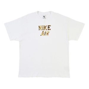 Men's Nike AF1 Round Neck Loose Casual Sports Short Sleeve White T-Shirt 'White Camo' CJ1783-100