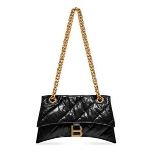 (WMNS) Balenciaga Crush Small Chain Bag Quilted 'Black' 716351210J11000
