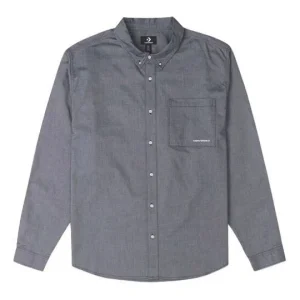 Converse Oxford Button Up Shirt Asia Sizing 'Grey Blue' 10024602-A05