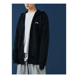 Li-Ning Pingpong/Table Tennis Series Logo Embroidered Sports Hooded Zipper Jacket 'Black' AWDS523-1