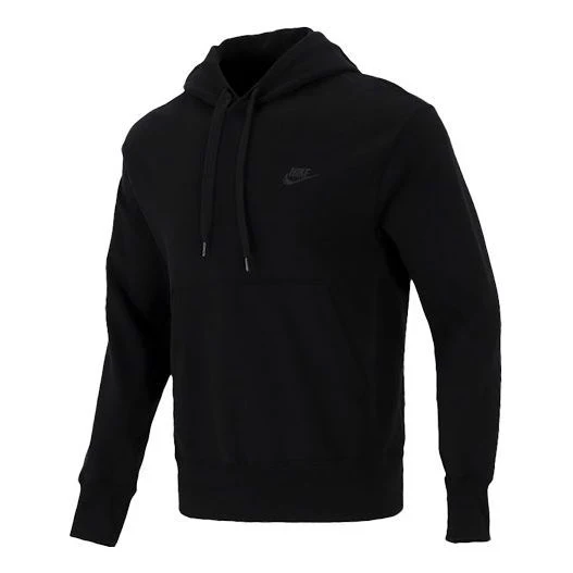 Men's Nike Sportswear French Terry Embroidered Logo Solid Color Black DA0024-010