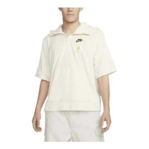 Men's Nike Sportswear Back Large Logo Half Zipper Short Sleeve White DM5063-113