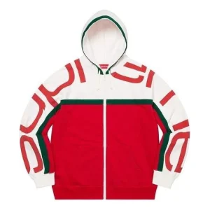 Supreme Big Logo Paneled Zip Up Hooded Sweatshirt 'Red White' SUP-FW20-305
