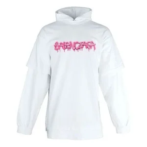 Balenciaga Slime Double Long Sleeve Hooded T-Shirt 'White Bubblegum' 681029TLVF10901