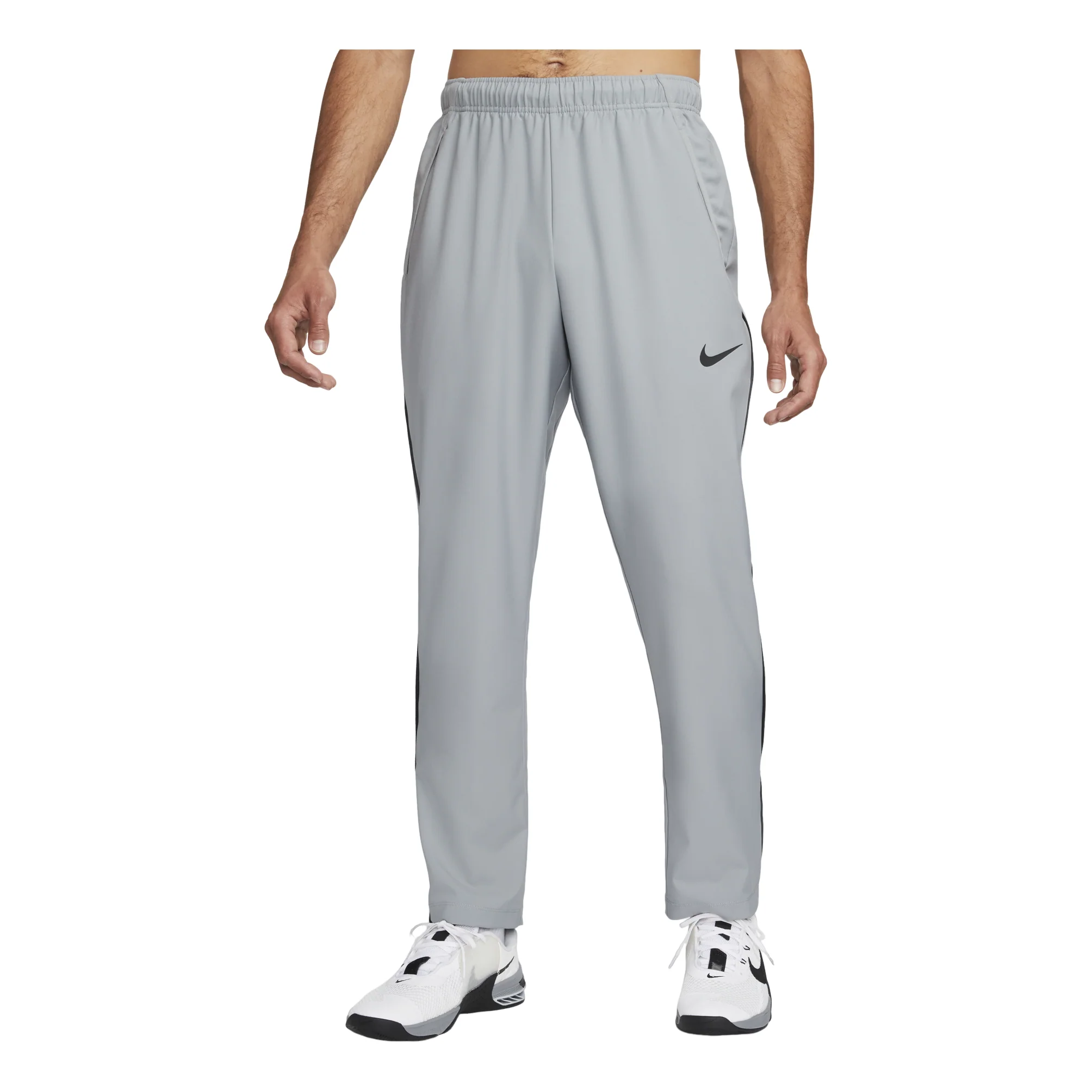 Men's Nike Dri-FIT Solid Color Logo Straight Breathable Sports Pants/Trousers/Joggers Gray DM6627-073
