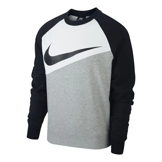 Nike Chest Large Logo Round Neck Colorblock Long Sleeves Pullover Black CV9152-063