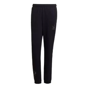 Men's adidas originals x Disney Crossover Solid Color Logo Casual Bundle Feet Sports Pants/Trousers/Joggers Black HF4926