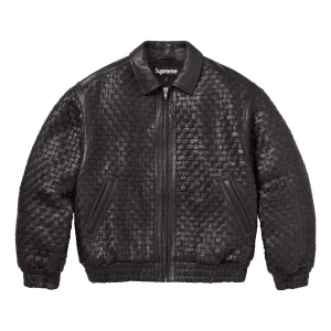 Supreme Woven Leather Varsity Jacket 'Black' SUP-FW23-054