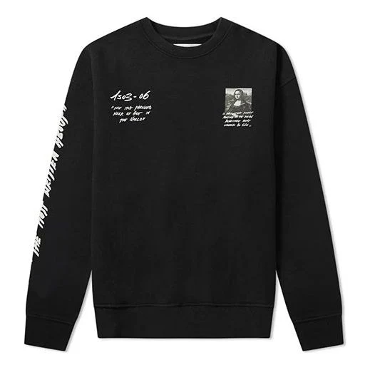 Off-White SS19 Back Mens Logo Mona Lisa Round Neck Sweater OMBA035S190030051020