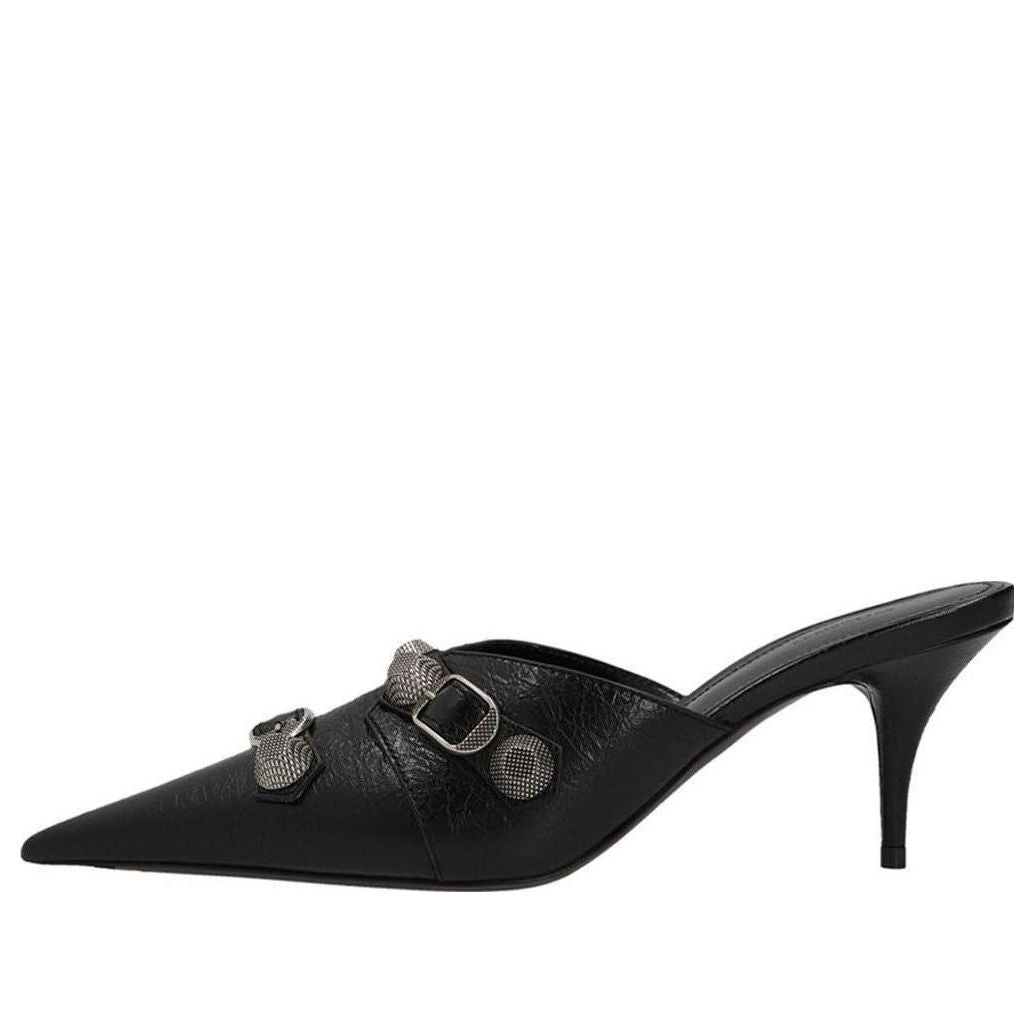 (WMNS) Balenciaga Cagole 80mm mules 'Black' 714253WAD4E1081
