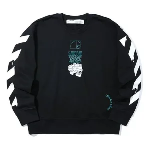 Men's Off-White C/O Virgil Abloh Slogan Arrow Printing Round Neck Black OMBA037R20E300051001