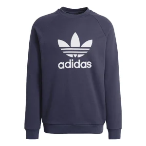 Men's adidas originals Alphabet Large Logo Round Neck Sports Navy Blue HE9490