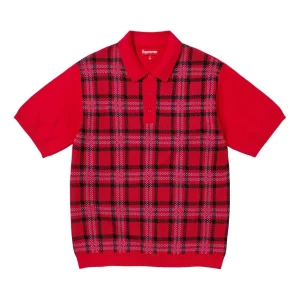 Supreme Plaid Knit S/S Polo 'Red' SUP-SS24-239
