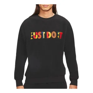 Nike Round Neck Multi-Color Embroidered logo Pullover Black CW1679-010
