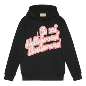 (WMNS) Gucci Hollywood Boulevard Sequinned Hooded Sweatshirt 'Black' 615061-XJEF8-1043