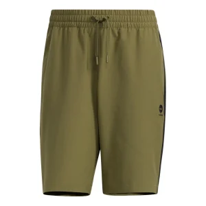 Men's adidas neo Logo Micro Mark Stripe Casual Woven Shorts Dark Olive Green HD4715