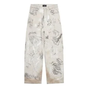 Balenciaga Graffiti Baggy Pants 'Grey' 745223TBP475411
