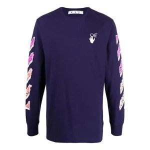 Off-White SS21 Arrow Logo Printing Long Sleeves Blue OMAB001R21JER0034632