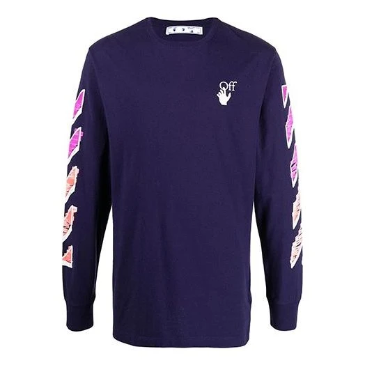 Off-White SS21 Arrow Logo Printing Long Sleeves Blue OMAB001R21JER0034632