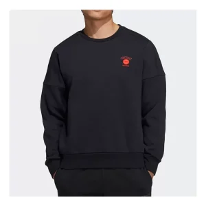 adidas Solid Color Round Neck Pullover Long Sleeves Unisex Black HC9690