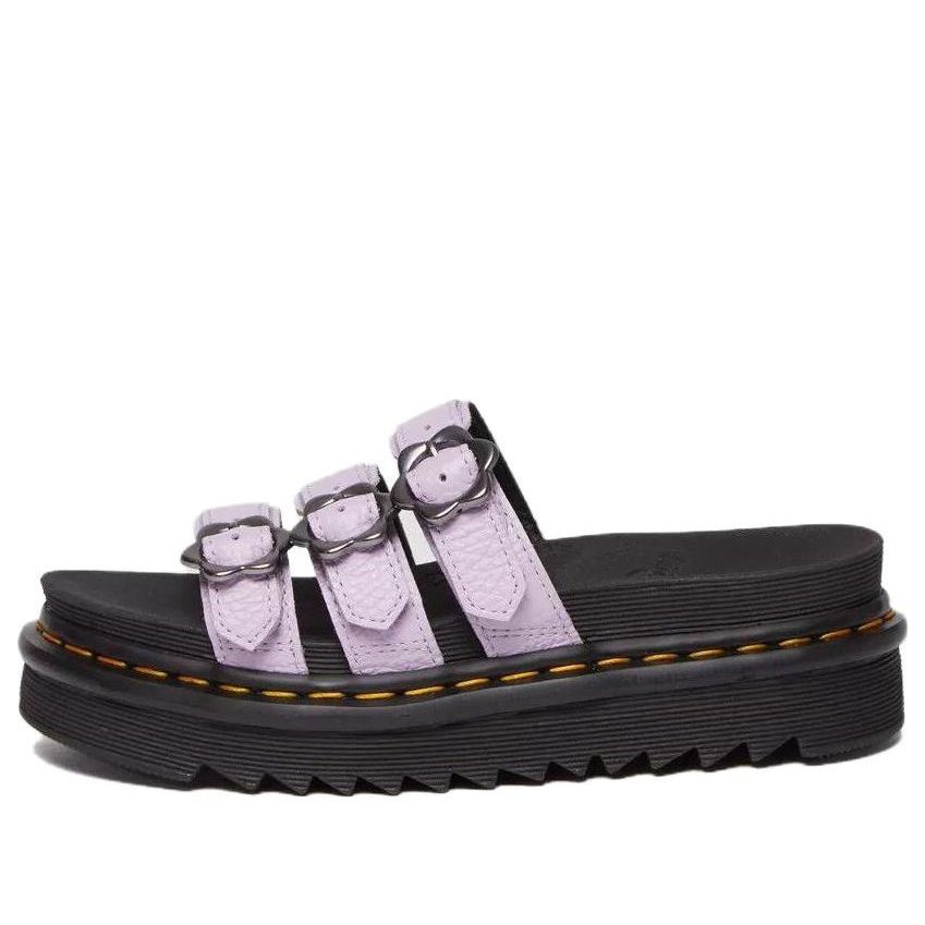 (WMNS) Dr.Martens Blaire Flower Buckle Milled Nappa Slide Sandals 'Lilac' 30710308