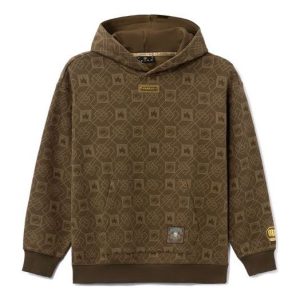 Li-Ning BAD FIVE Series Loose Full Print Pullover Hoodie 'Brown' AWDRE21-2