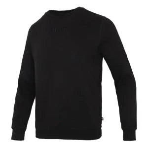 PUMA Solid Color Logo Sports Round Neck Pullover Black 846409-01
