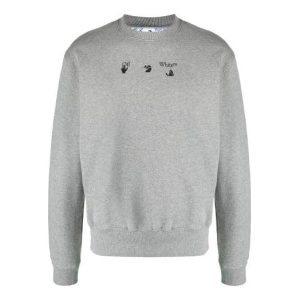 Off-White SS21 Logo Alphabet Printing Round Neck Loose Long Sleeves Version Gray OMBA025S21FLE0050845