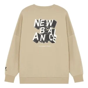 New Balance 3D Logo Printing Round Neck Sports Khaki AMT14318-BEI