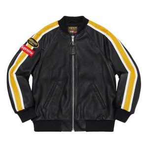 Supreme x Vanson Leathers Perforated Bomber Jacket 'Black Yellow' SUP-SS20-211