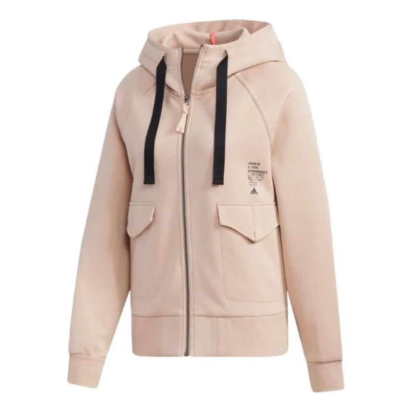 (WMNS) adidas Alphabet Print Zip Up Hoodie Asia Sizing 'Pink' HG1783