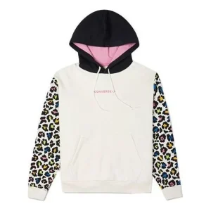 (WMNS) Converse Rainbow Leopard Print Pullover Hoodie Asia Sizing 'Off White' 10023080-A01
