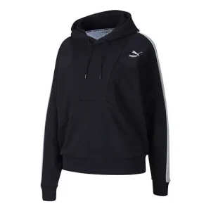 (WMNS) PUMA Small Logo Hoodie 'Black White' 597447-01